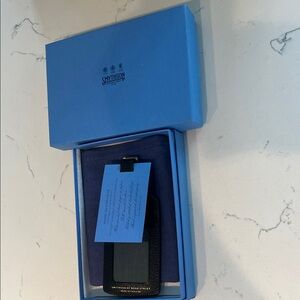 Smythson Midnight Blue Leather Luggage Tag
